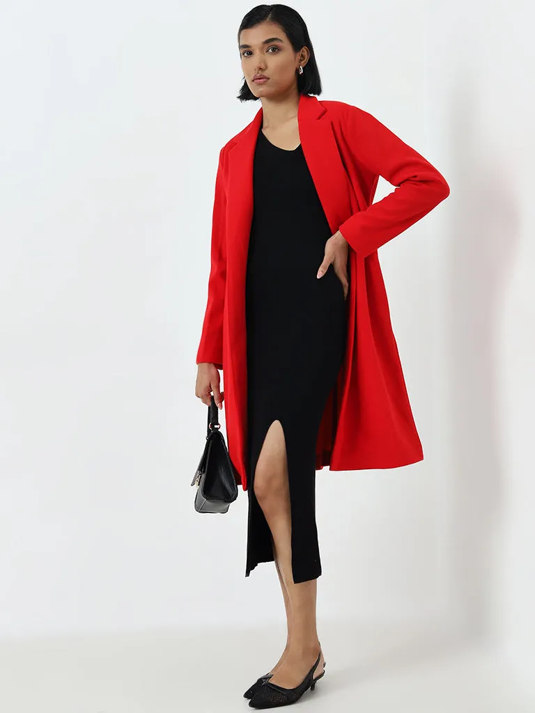 Wardrobe Red Long Coat with Belt