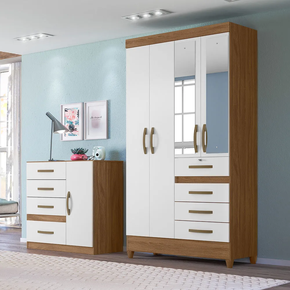 Wardrobe Sobral - Natural/White   Mirror