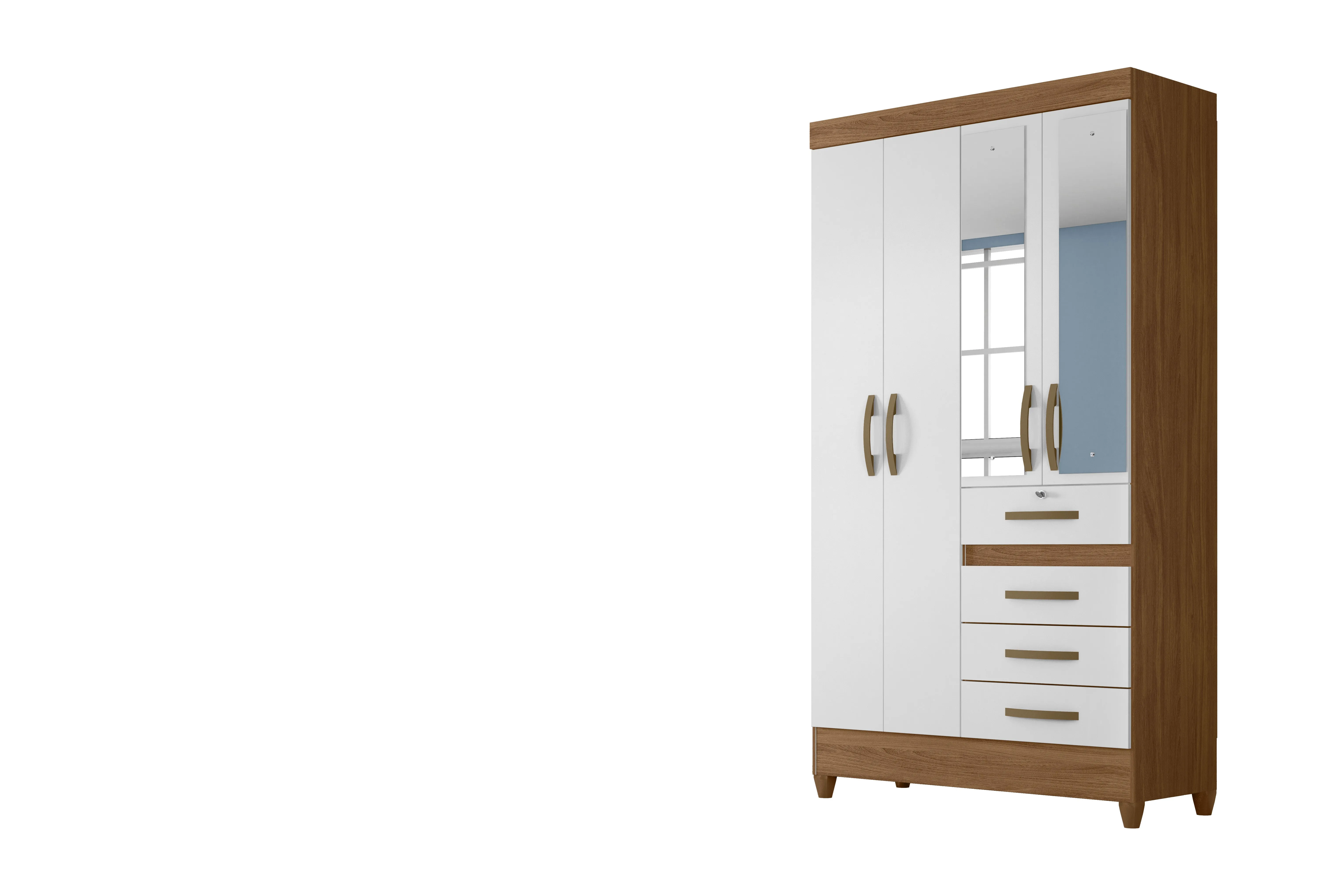 Wardrobe Sobral - Natural/White   Mirror