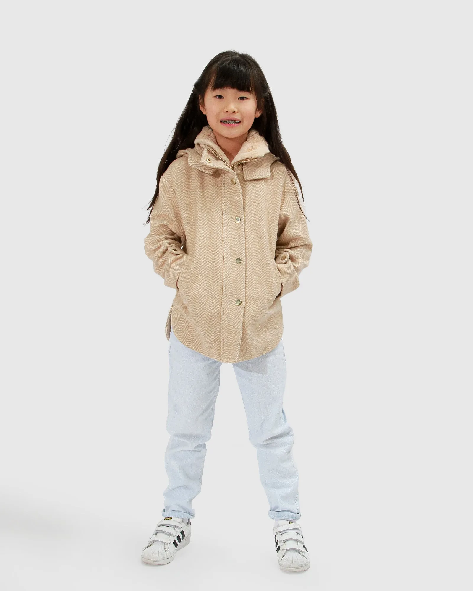 When I Grow Up Detachable Hooded Coat - Pale Oat