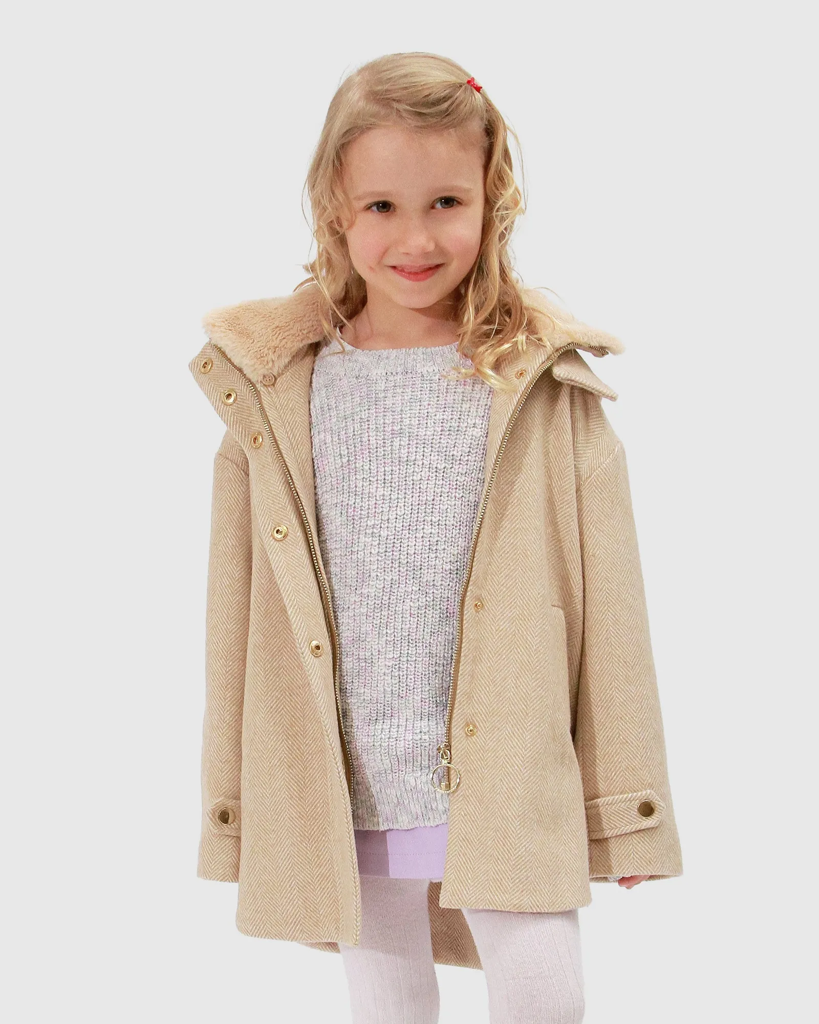 When I Grow Up Detachable Hooded Coat - Pale Oat