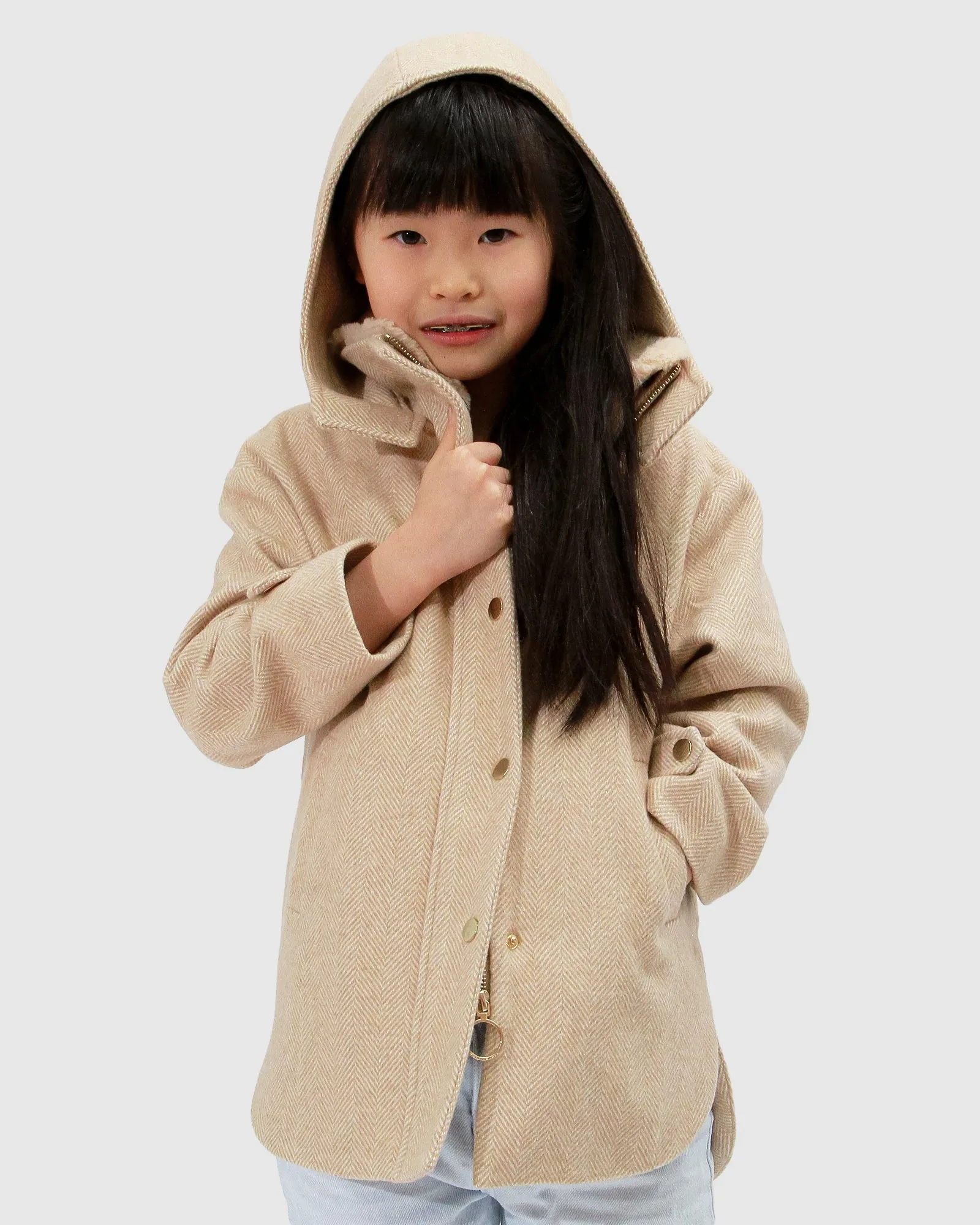 When I Grow Up Detachable Hooded Coat - Pale Oat