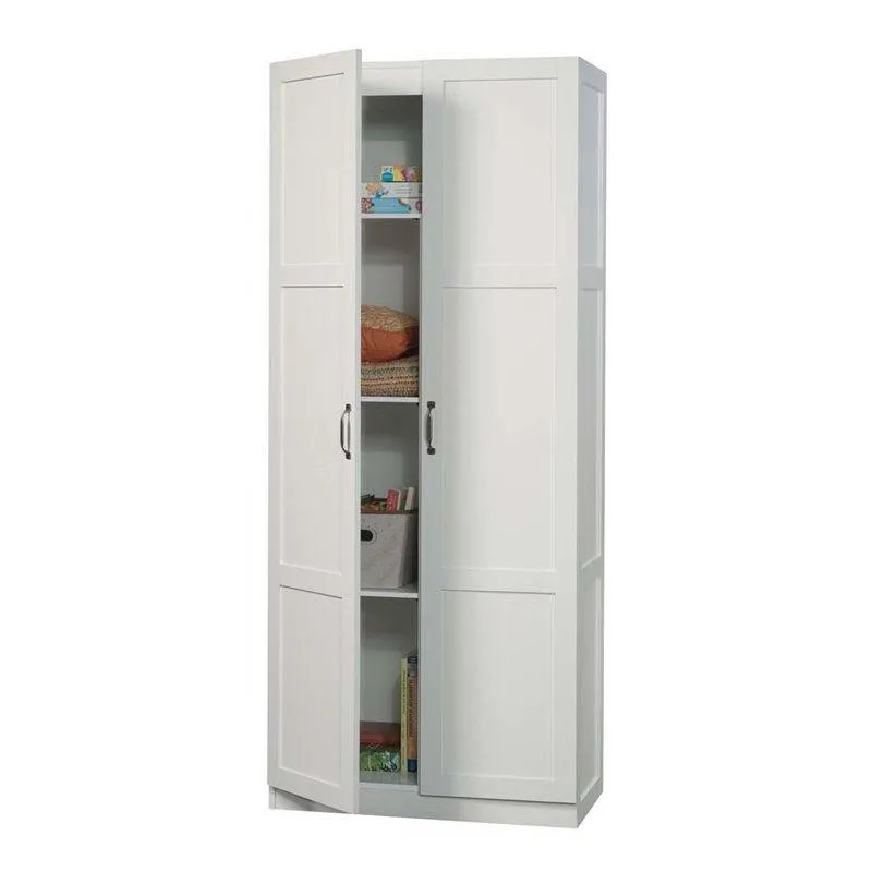 White Wardrobe Storage Cabinet with 4 Shelves and Panel Doors