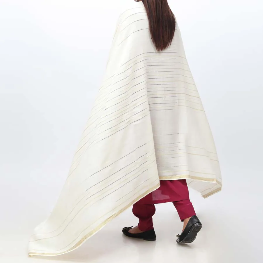 White Zari Border Shawl PW3709