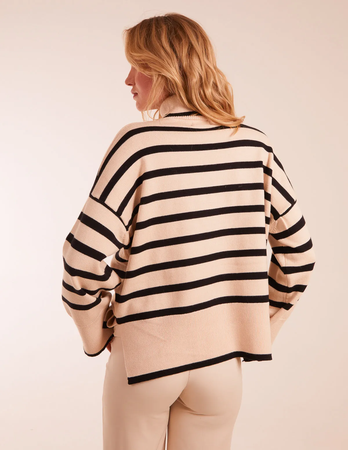 Wide Stripe Roll Neck Jumper