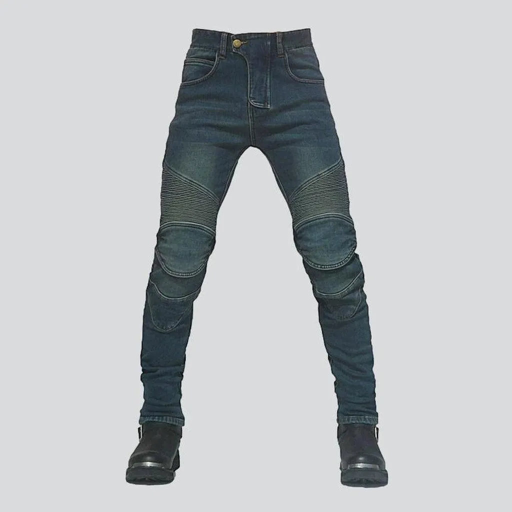 Winter men's biker jeans