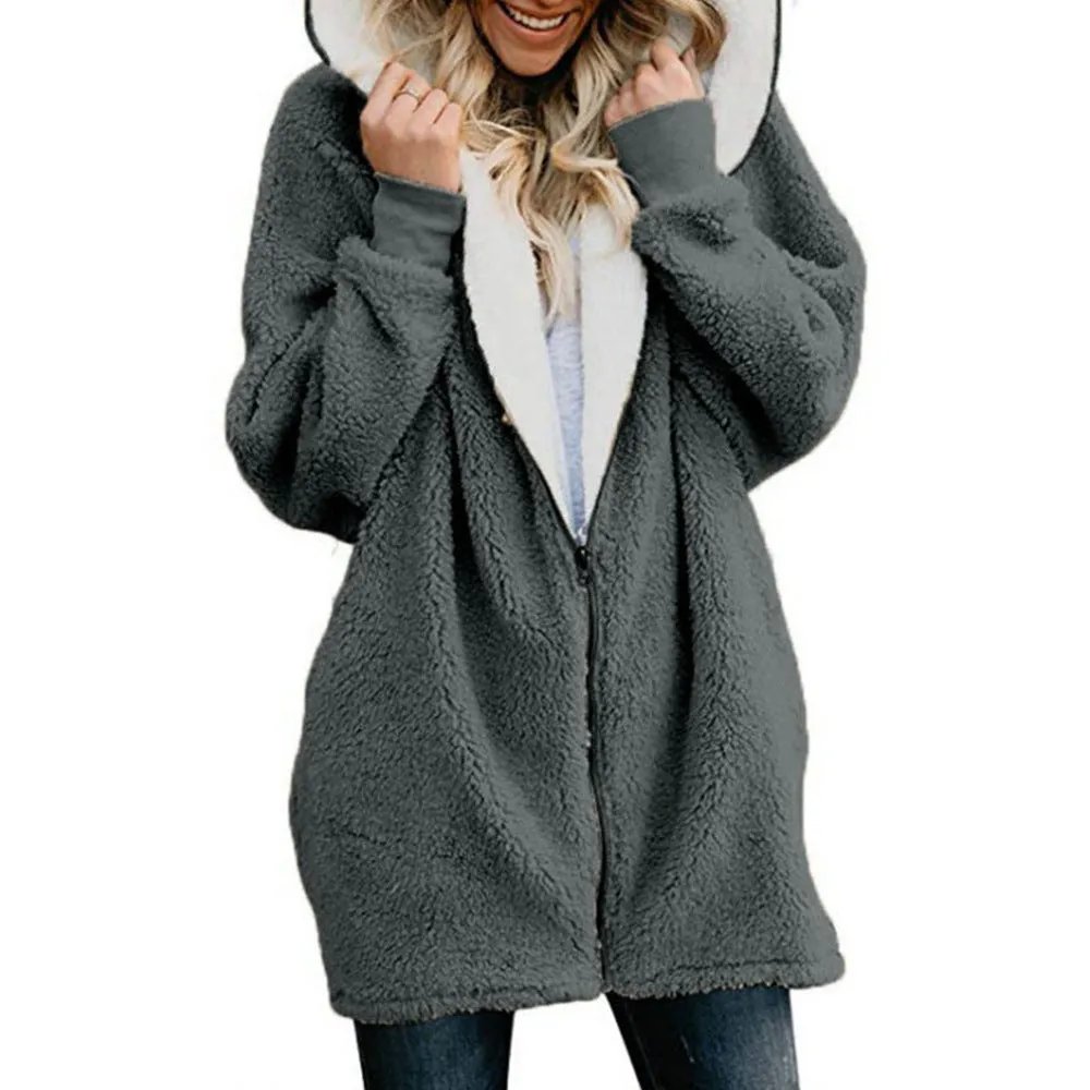 Women Solid Color Cardigan With Plush Coat Wholesale