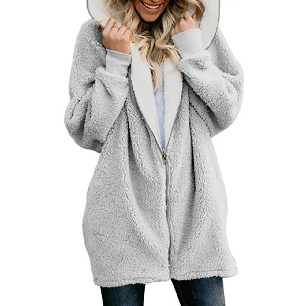 Women Solid Color Cardigan With Plush Coat Wholesale