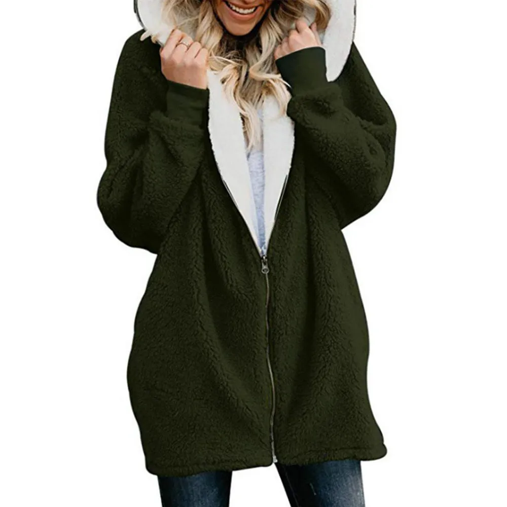 Women Solid Color Cardigan With Plush Coat Wholesale