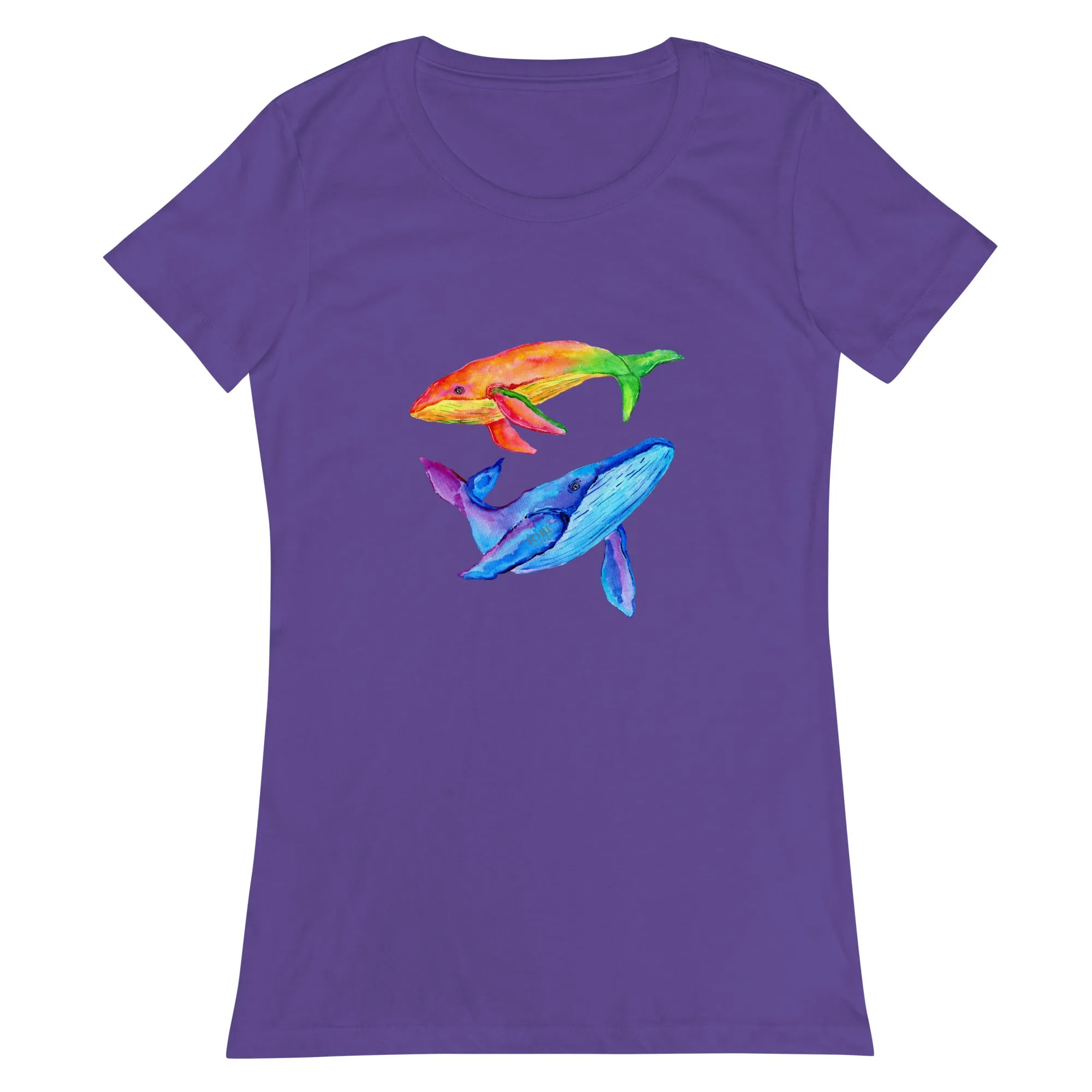 Women’s Fitted T-Shirt Super Soft & Stretchy Slim Fit Next Level Magical Whales Design by IOBI Original Apparel