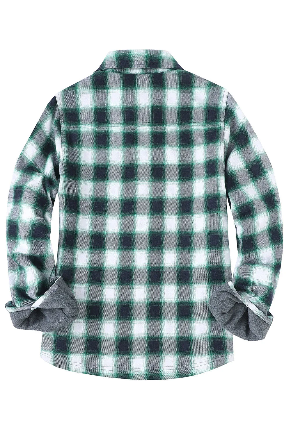 Women's Fleece Lined Plaid Button Down Flannel Shirt Jacket