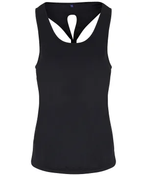 Womens TriDri® yoga knot vest | Black