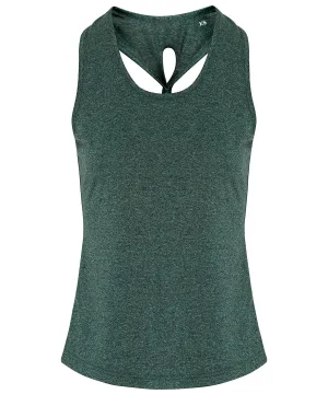 Womens TriDri® yoga knot vest | Forest Green/Black Melange