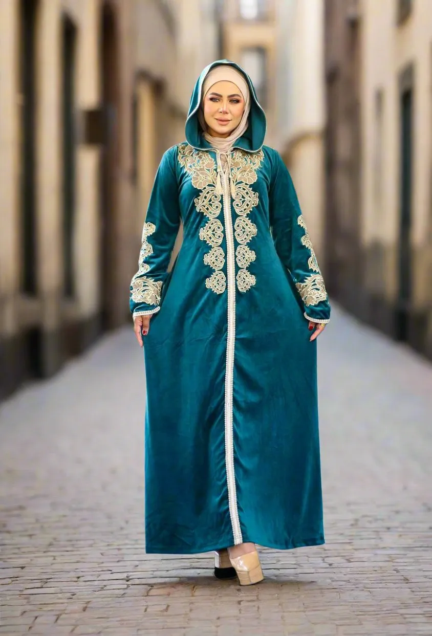 Women's winter velvet abaya