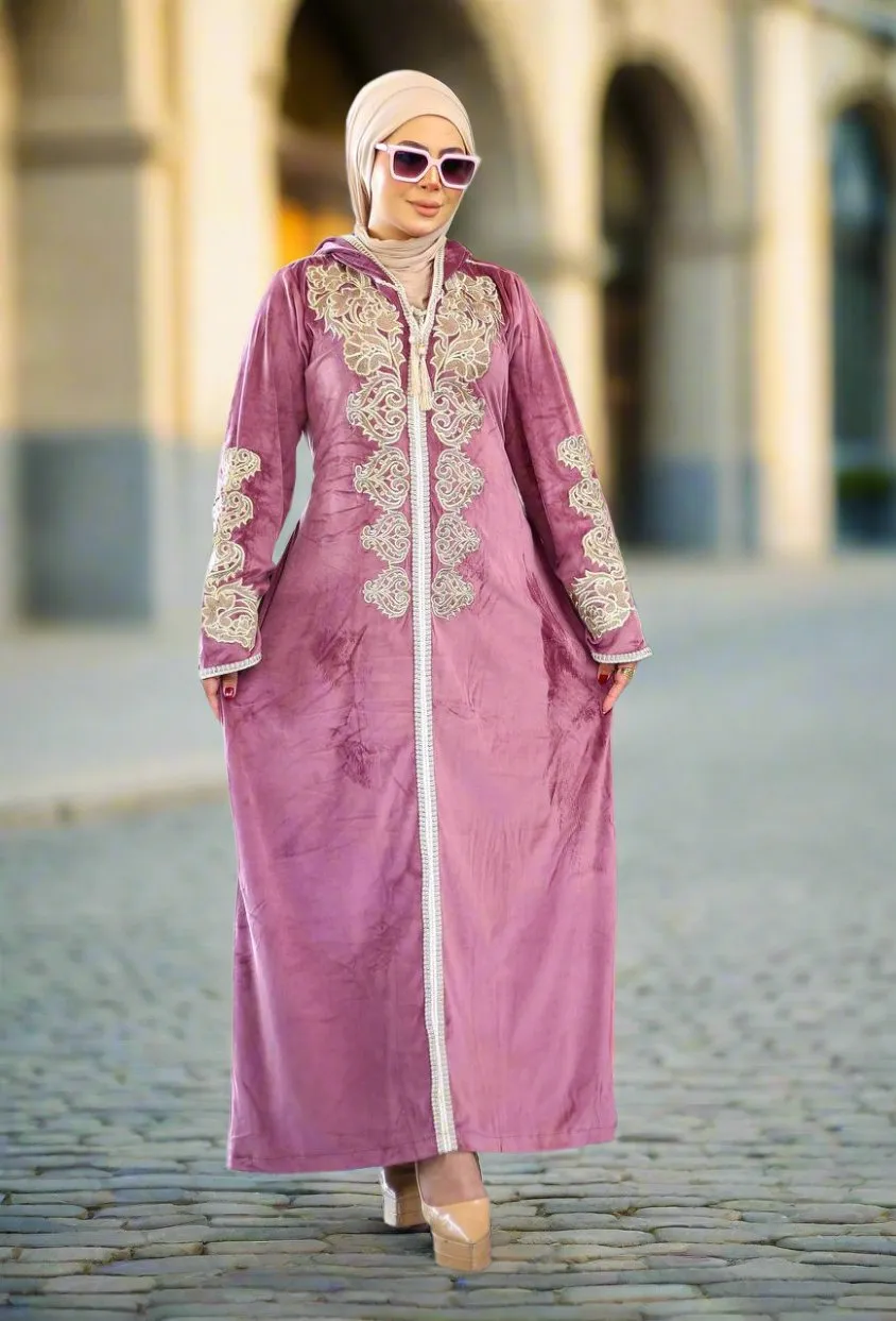 Women's winter velvet abaya