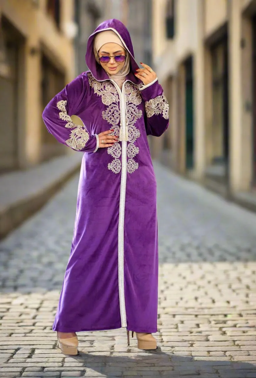 Women's winter velvet abaya