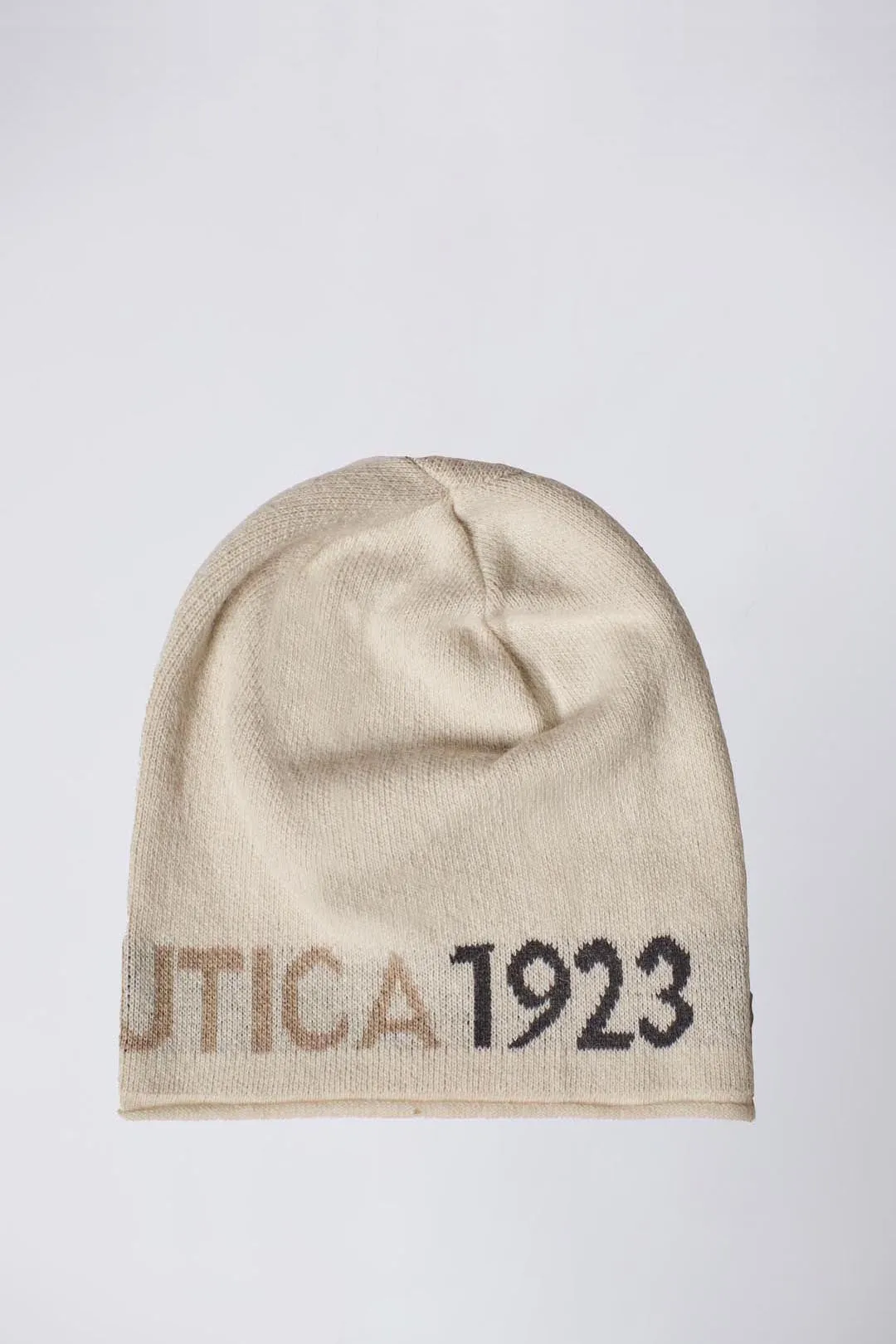 Wool blend beanie with jacquard logo