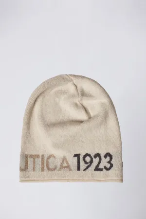 Wool blend beanie with jacquard logo