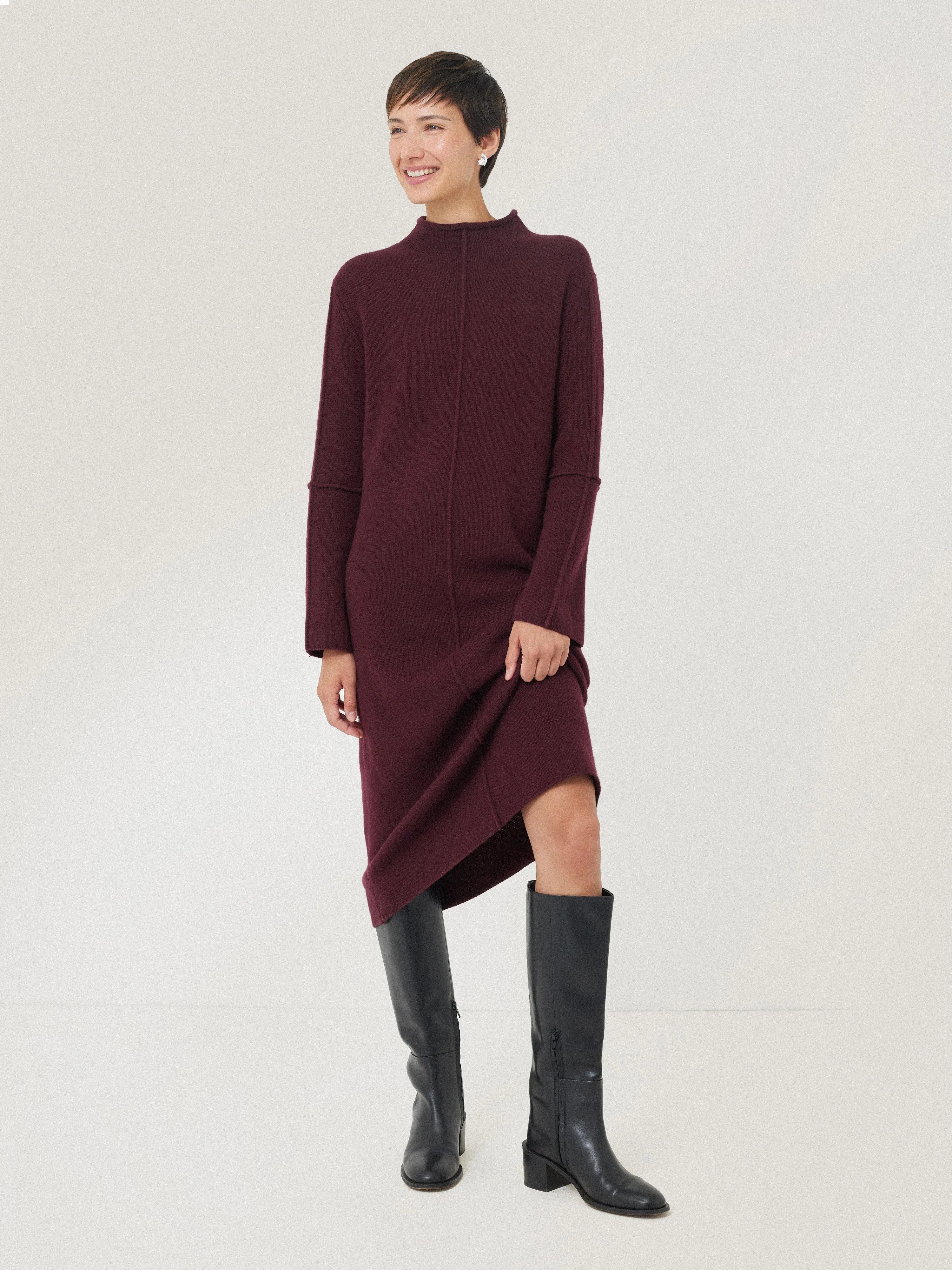 Wool Cashmere Blend Dress | Burgundy