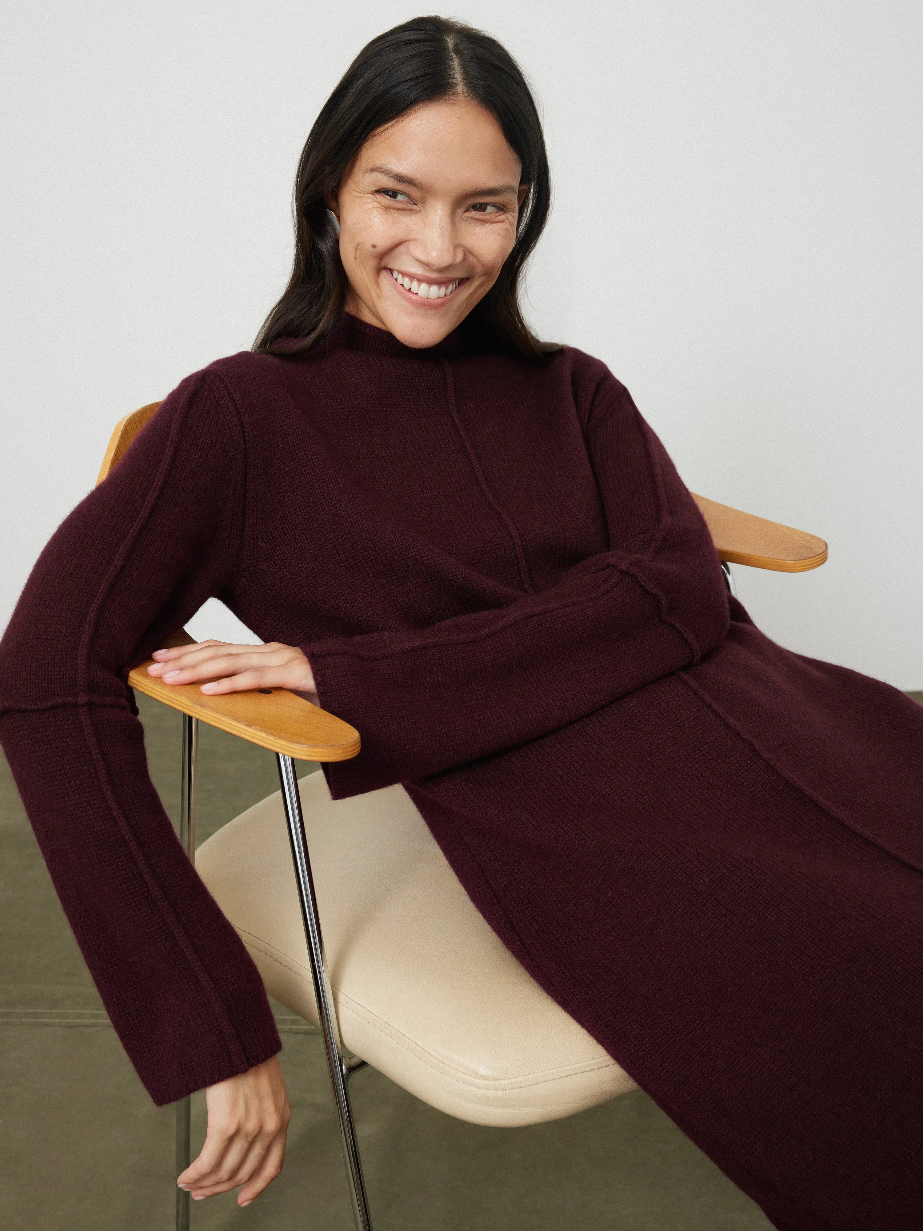 Wool Cashmere Blend Dress | Burgundy