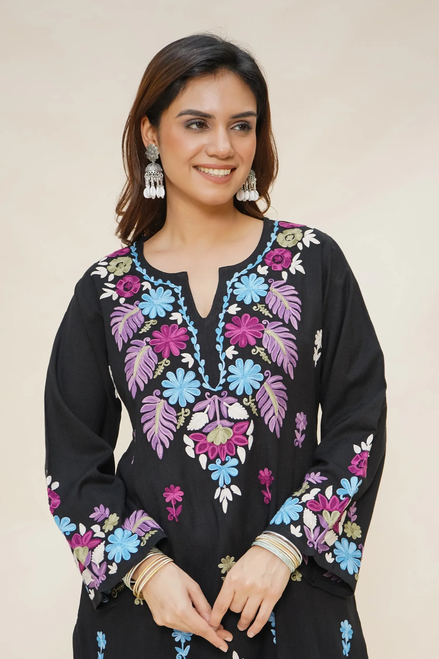 Woollen Kashmiri Black Kurta