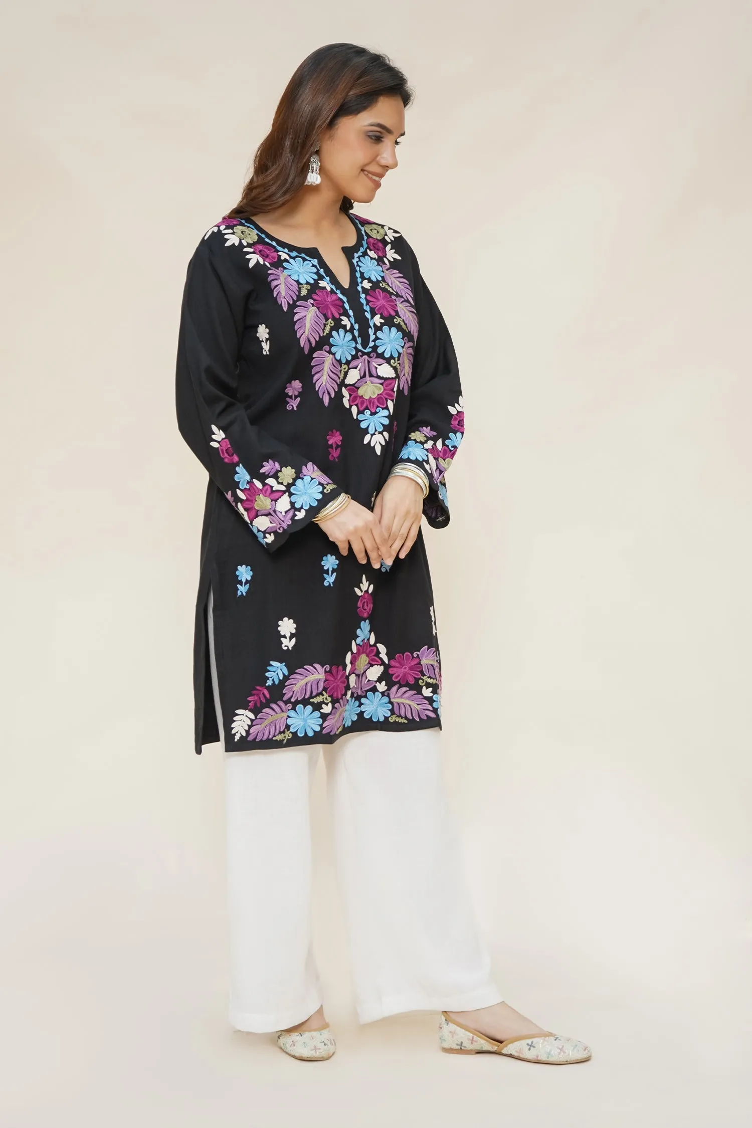 Woollen Kashmiri Black Kurta