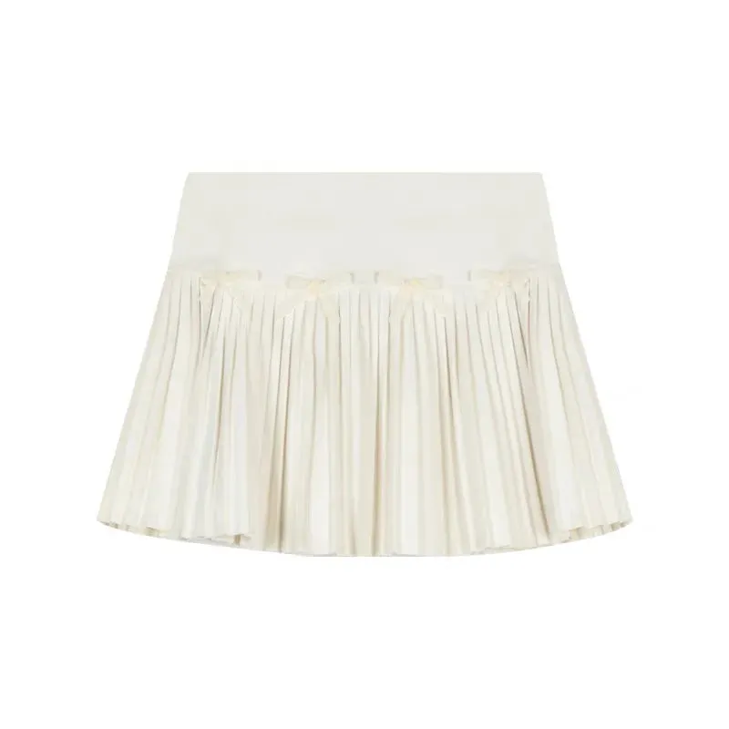 YESMYTOOL  -   Winter Pleated Skirt Women Korean High Quality Cute Sexy High Waist A-line Bow Woolen Super Mini Skirt Vintage School